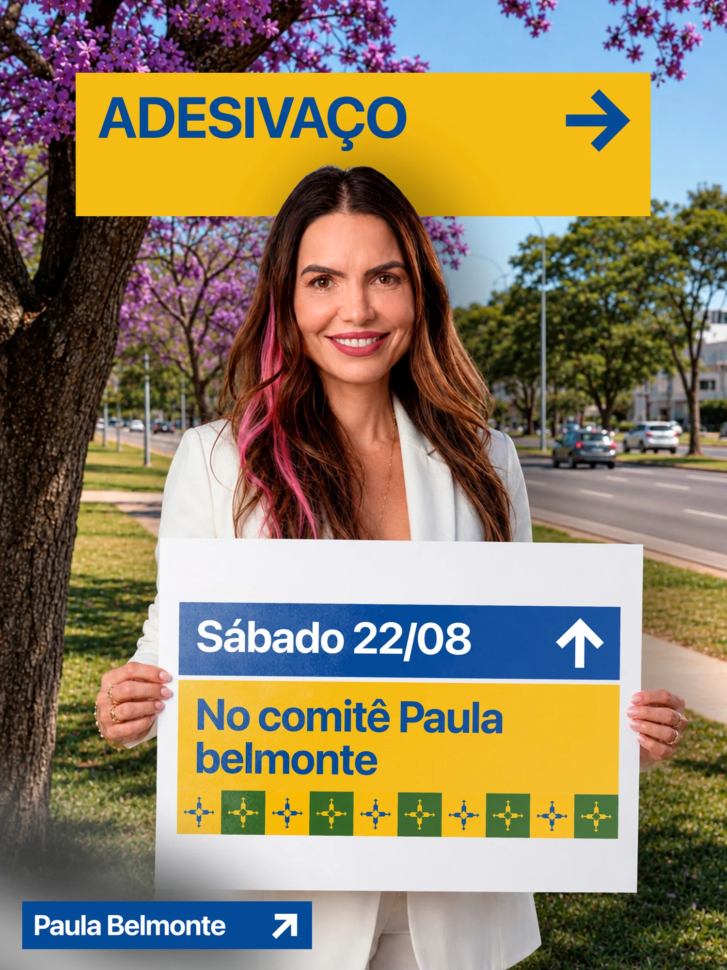 Peça com fotografia e elementos editoriais
